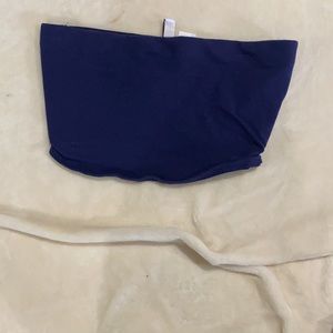 Navy Blue strapless cropped top